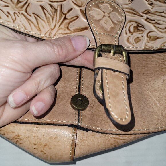 Patricia Nash Bag Womens Rosolini Tooled Leather Saddle Natural Style P472203 - Picture 7 of 16